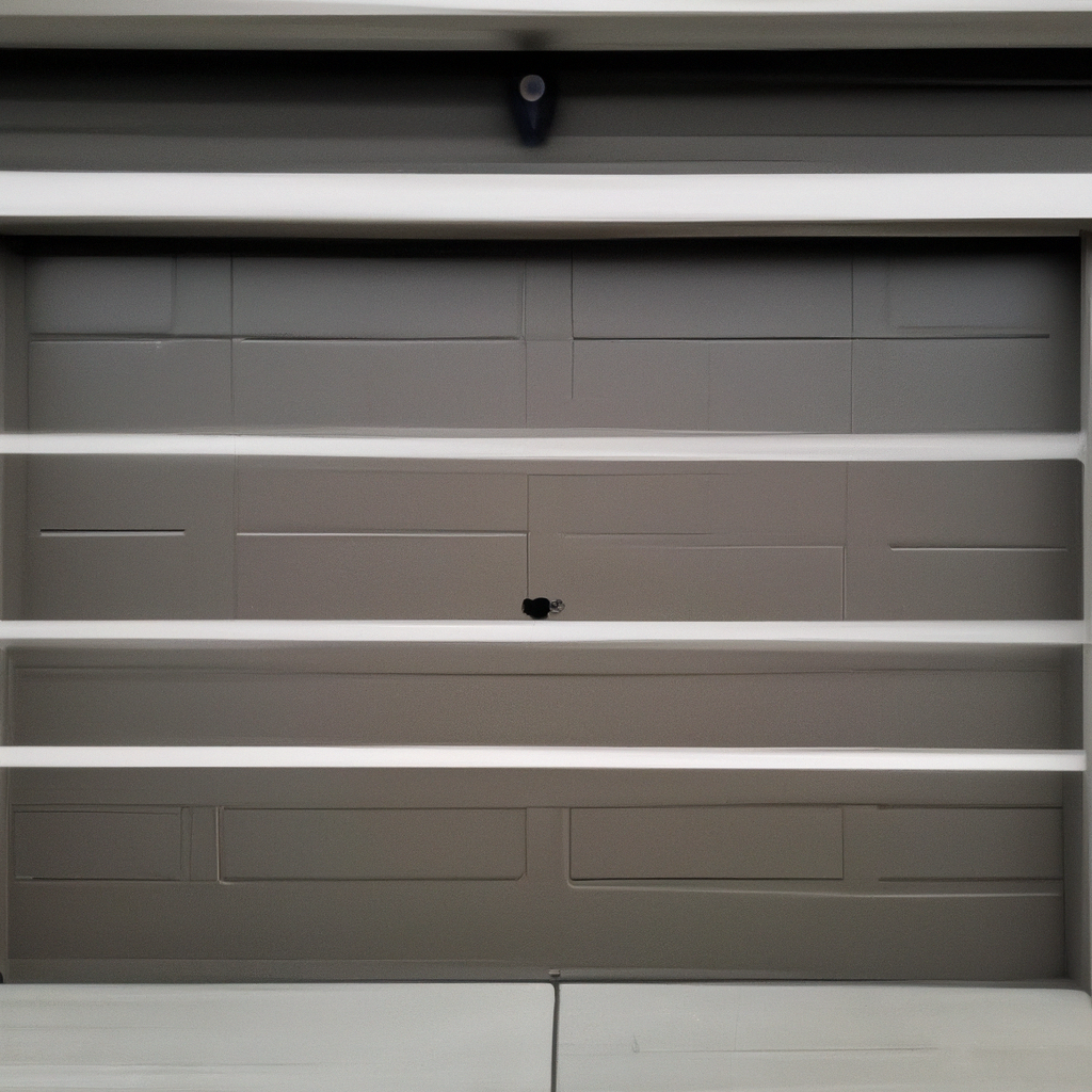 A contemporary glass-paneled garage door on a suburban home in Redmond, Washington